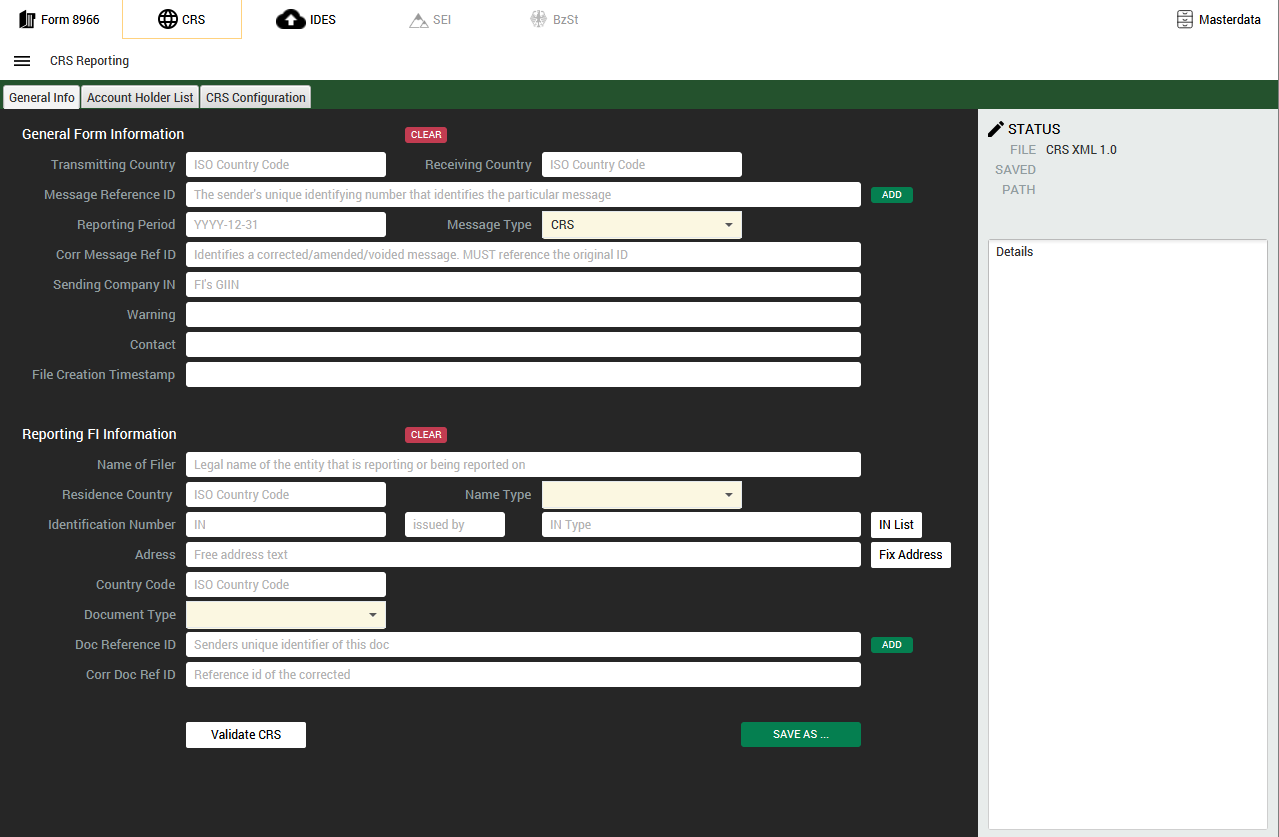 CRS report tree in TRSuite